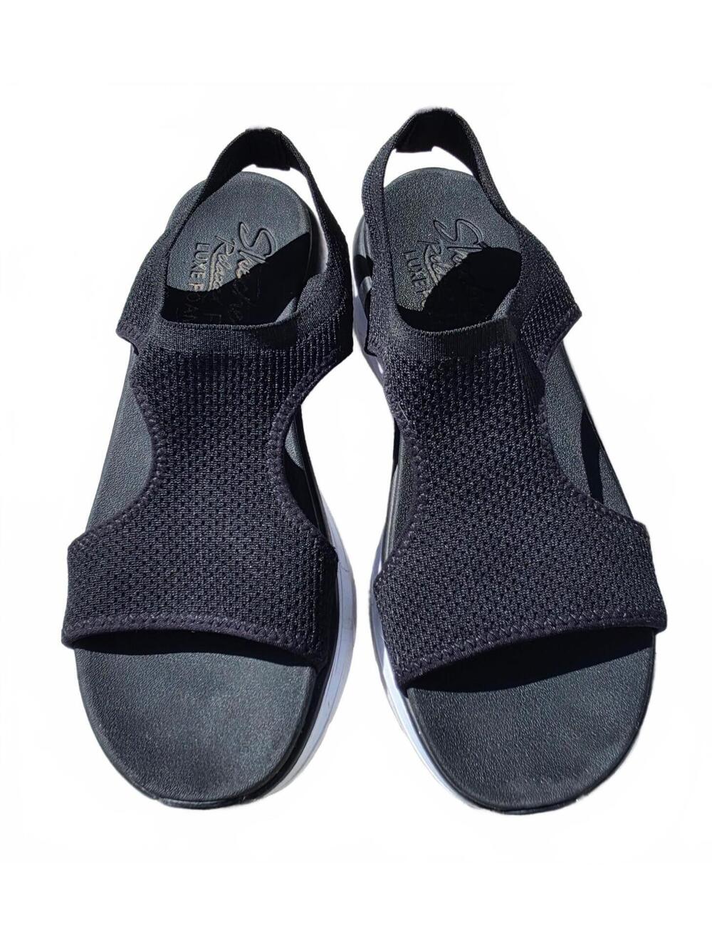 Skechers D'LUX Walker Black Textile Upper Sandals Size 8 US - Picture 2 of 5